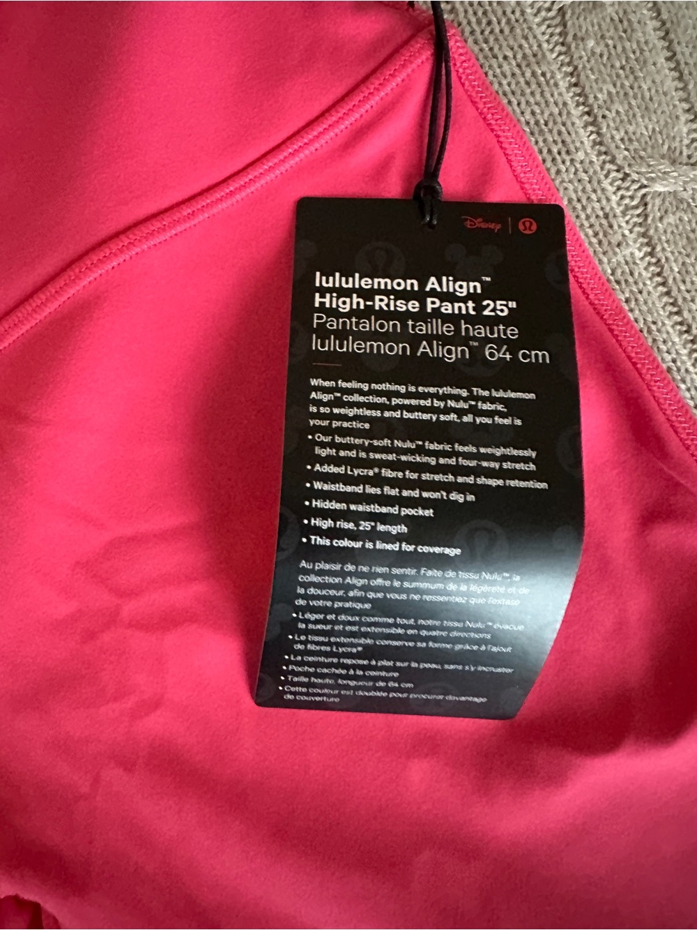 NWT Lululemon x Disney Align HR Pant 25”, Lip Gloss Minnie Mouse, Size 6 - Picture 6 of 8